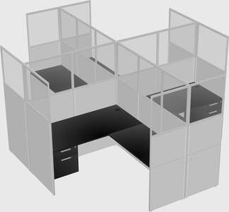 Shared l-shaped cubicles