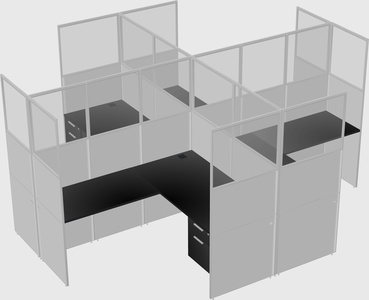 Shared l-shaped cubicles
