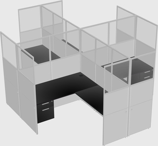 Shared l-shaped cubicles