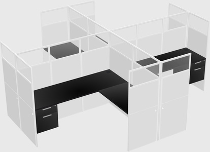 Shared l-shaped cubicles