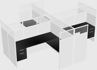 Shared l-shaped cubicles