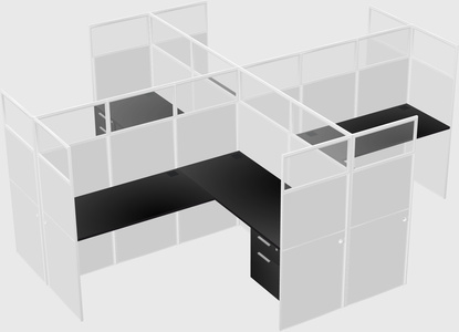 Shared l-shaped cubicles