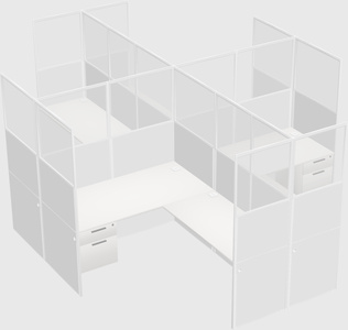 Shared l-shaped cubicles