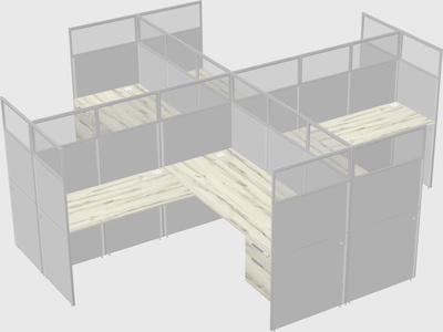Shared l-shaped cubicles