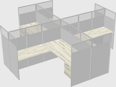Shared l-shaped cubicles