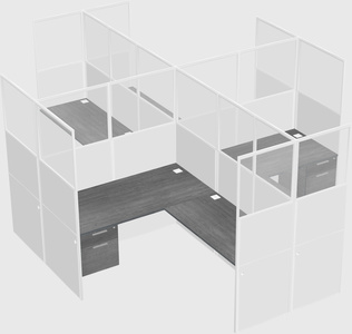 Shared l-shaped cubicles