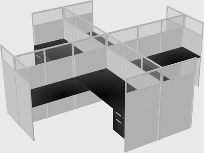 Shared l-shaped cubicles