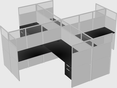 Shared l-shaped cubicles