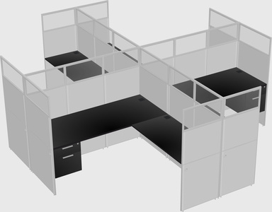 Shared l-shaped cubicles