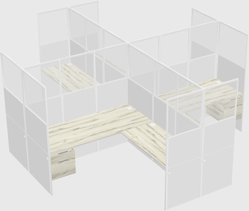 Shared l-shaped cubicles