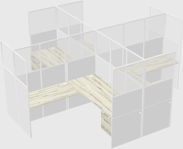 Shared l-shaped cubicles