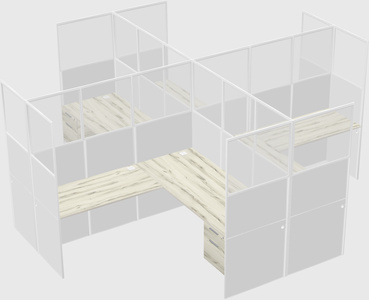 Shared l-shaped cubicles