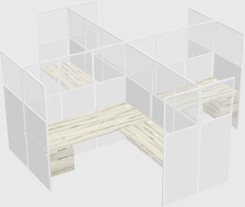Shared l-shaped cubicles
