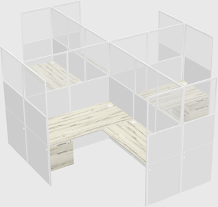 Shared l-shaped cubicles