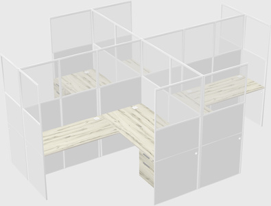 Shared l-shaped cubicles