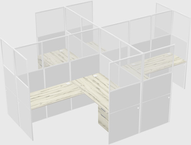 Shared l-shaped cubicles