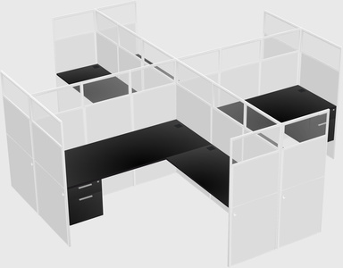 Shared l-shaped cubicles
