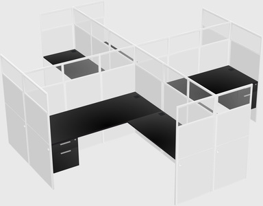Shared l-shaped cubicles