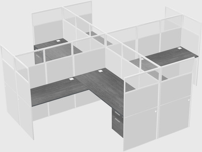 Shared l-shaped cubicles