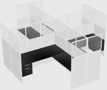 Shared l-shaped cubicles