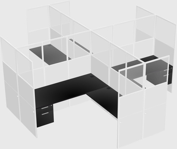 Shared l-shaped cubicles