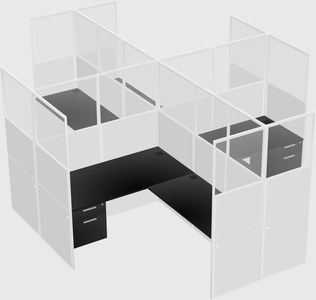 Shared l-shaped cubicles