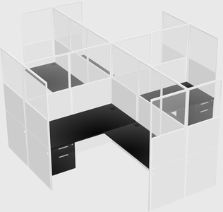 Shared l-shaped cubicles