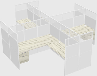 Shared l-shaped cubicles