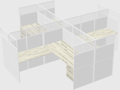 Shared l-shaped cubicles