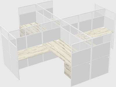 Shared l-shaped cubicles