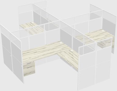 Shared l-shaped cubicles