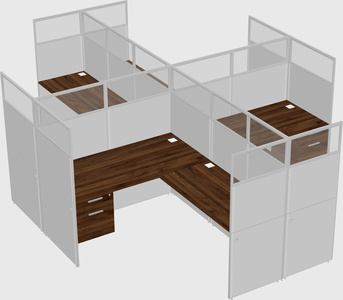 Shared l-shaped cubicles