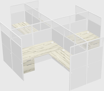 Shared l-shaped cubicles