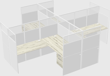 Shared l-shaped cubicles