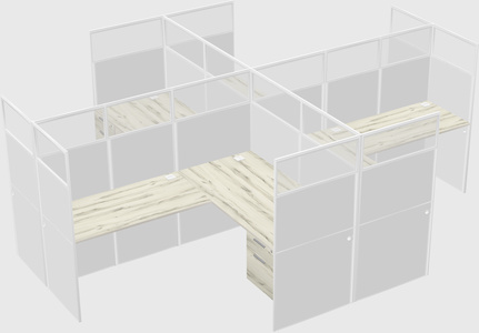 Shared l-shaped cubicles