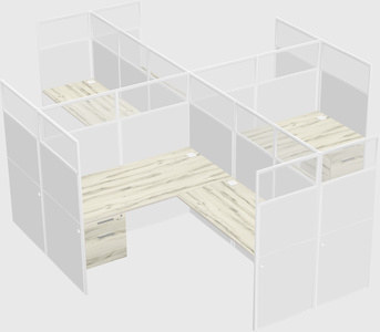 Shared l-shaped cubicles