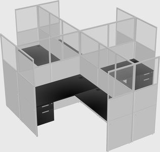 Shared l-shaped cubicles
