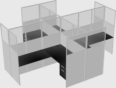 Shared l-shaped cubicles