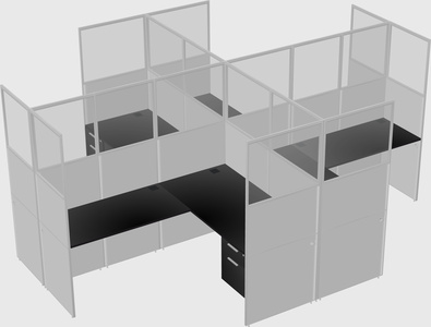 Shared l-shaped cubicles
