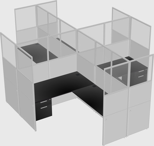 Shared l-shaped cubicles
