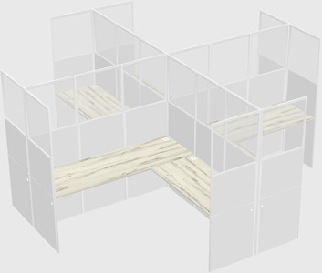 Shared l-shaped cubicles