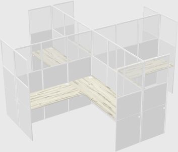 Shared l-shaped cubicles
