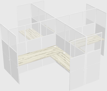 Shared l-shaped cubicles