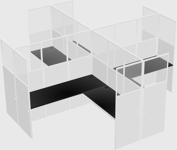 Shared l-shaped cubicles