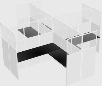 Shared l-shaped cubicles