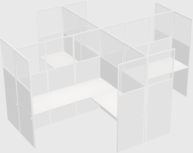 Shared l-shaped cubicles