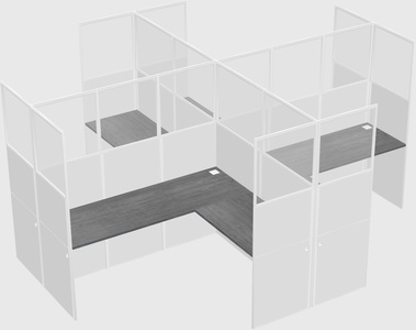 Shared l-shaped cubicles