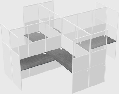 Shared l-shaped cubicles
