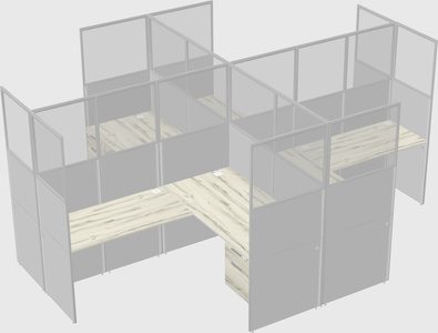 Shared l-shaped cubicles