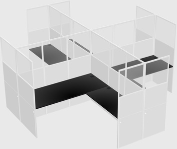 Shared l-shaped cubicles